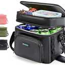 Ruthfot Double-Layer Insulated Cooler Foldable Lunch Box, Leakproof Cooler Bag for Men & Women, Shoulder Strap, Bottle Opener, for Beach, Camping, Car