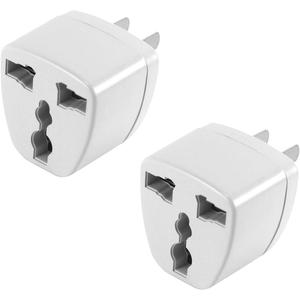 Cellet USA, Canada, Mexico, Japan Travel Plug Power Adapter Round Pin (EU/UK/Korea/China/AU) to Flat (USA) Pin, 2 Pack, White CNFPIN2