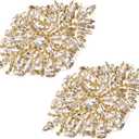 uxcell Crystal Rhinestone Applique, Water Droplet Shape Handmade Sewing Hot Fix Applique for Bridal Wedding Dress
