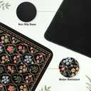 Floral XXL Mouse Pad, Keyboard and Mouse Pad with Stitched Edges, Extended Mousepad Gaming, Moroccan Keyboard Mats for Desk, Office Desk Mat (Black)