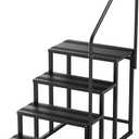 YOLANDO RV Steps with Handrail, 4 Steps RV Stairs w/Handrail for Elderly & Kids, Wide Platform for Hot Tub, Camper, Mobile Home, Porch, Pool, SPA, Pet Stairs, Outdoor and Indoor Use