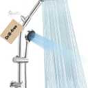 MakeFit Drill-free Dual Shower Head with Handheld Combo Rainfall Shower Head Easy Reach 3-way Diverter Stainless Steel Slide Bar with Height Adjustable Holder Adjustable Rain Showerhead (Chrome)