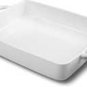 9 x13 Baking Dish Ceramic Lasagna Pan for Oven, Large Bakeware Tray Rectangular Casserole Dishes with Double Handle for Cooking and Daily Use -White