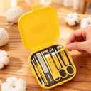 Manicure Set 8 in 1 Stainless Steel, Manicure Pedicure Grooming Kit Set, Nail Clippers Scissors Pedicure Tools Kit - Portable Travel Grooming Kit for Men and Women with Yellow Leather Case
