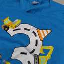 3rd Construction Birthday Party Excavator Boys 3 Years Old T-Shirt (Blue, XL)