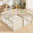 Mloong Baby Playpen with Mat - 59x59 Inches Extra Large Playpen for Babies and Toddlers, Indoor & Outdoor Activity Center, Safety Baby Fence