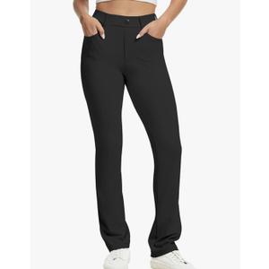 Women’s Stretchy Yoga Dress Pants High Rise Straight Leg with Pockets Casual Petite/Regular, XL