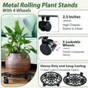 2 Packs 14 Inch Rolling Plant Stand with Wheels Metal Plant Caddy with Wheels Heavy Duty Round Plant Stand Indoor Iron Plants Rollers for Plants, Plant Dolly Planter Caddies