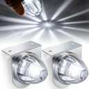 Ctopkatuo 2PCS LED Star Watermelon Marker Lights with Brackets， LED Watermelon Light Side Markering Lamp Indicator, Outline Watermelon Side Marker for Semi Truck (White)