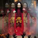 Outdoor Hanging Swinging Girl Halloween Decorations,Lighted Creepy Doll Halloween Dolls Scary Props for Garden Yard Lawn and Haunted House Decorations