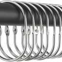 Goowin 24 Pcs Shower Curtain Rings, Shower Curtain Hooks, Oval Snap Shower Rings for Curtain, Metal Shower Curtain Rings Rust Proof, Glide Smoothly Shower Hooks for Shower Curtain Rod (Chrome)