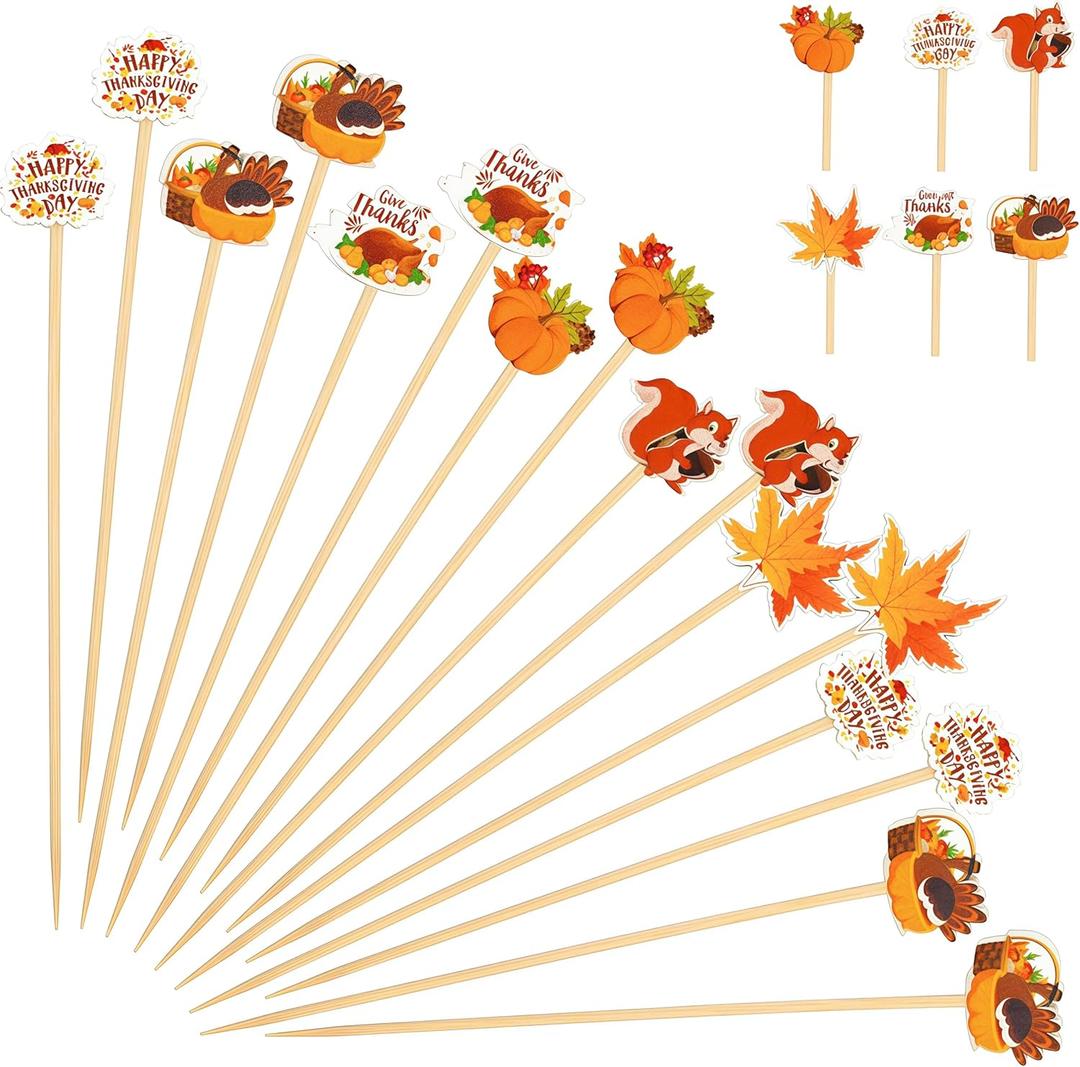 Set of 20 Pack Thanksgiving Cocktail Picks