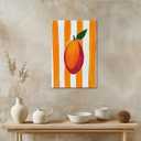 Trendy Fruit Kitchen Wall Art Vintage Mango Posters Fruit Abstract Art Canvas Print Preppy Poster Minimalist for Farmhouse Room Decor Bedroom 8x12inch Framed