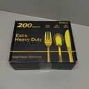 Dealusy 200 Count Heavy Duty Gold Plastic Silverware, 100 Forks, 50 Spoons, 50 Knives, BPA-Free, Heat Resistant, Disposable Plastic Utensils Set Cutlery Set, Plasticware Bulk