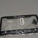 Smooffly Teacher Change The World Personalise License Plate Frames Metal License Plate Frame Car Universal Accessories Stainless Steel Cars Decor Fits Standard US Vehicles Size 12.2 x 6.3 in