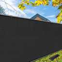 iCover 5x12ft Privacy Screen Fence, Outdoor Fencing Panels, Garden Windscreen Mesh Shade Sail Net Barrier, Fence Privacy Screen Reinforced Bindings and Brass Grommets Cable Zip Ties, Black