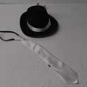 Tigerdoe Fedora Gangster Hat - Mobster Costume - Felt Hat & White Neck Tie - (2 Pc Set) Fedora Hat