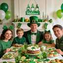 4 x St. Patrick's Day Decoration, Gnome Welcome Wooden Hanging Sign, Gnome Shamrock Wreaths for Front Door, Irish Sign Welcome Hanging for St. Patrick's Day Home Decor Party