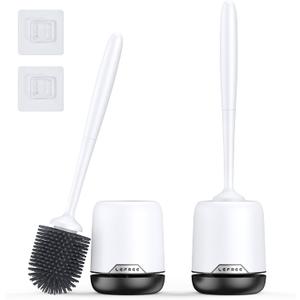 Lefree 2 Pack Silicone Toilet Bowl Brush and Holder Set with Ventilated Holder, Floor Standing & Wall Mounted Toilet Scrubber