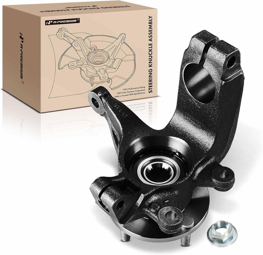 A-Premium Front Left Steering Knuckle & Wheel Bearing Hub Assembly Compatible with Ford Focus 2006-2011, w/4-Lug, Driver Side