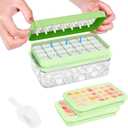 PHINOX Ice Cube Tray With Lid and Bin, Ice Trays for Freezer, Flexible Ice Cube Trays, Making 56 pcs Ice Cubes, Chilling Cocktail, Whiskey, Coffee, with 2 trays, Ice Container, Scoop&Cover, BPA Free