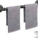 Industrial Pipe Towel Rack Towel Bar, Heavy Duty Wall Mounted Rustic Farmhouse Bath Towel Holder for Bathroom (Black, 24 inch)