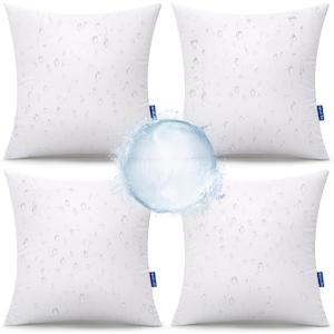 MIULEE 18x18 Outdoor Pillows,Set of 4 Throw Pillows Waterproof,Soft Support Throw Inserts Decorative Water Resistant for Patio Furniture and Garden