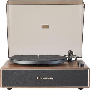 Crosley CR6046A-WAGL Stave 2-Speed Bluetooth Record Player Turntable with Built-in Speakers, Walnut