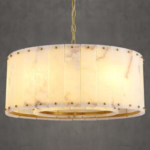 Alabaster Chandeliers,D24in Marble Round Alabaster Chandelier,Modern Brass Dining Room Chandelier, Adjustable Gold Chandeliers for Bedroom,Bathroom,Entryway,Foyer,E12 Bulbs Included