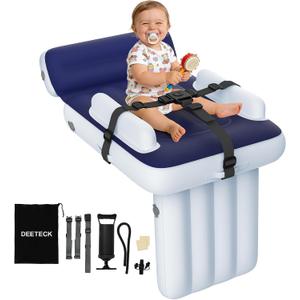 Toddler Airplane Bed - Inflatable Airplane Bed for Toddlers, Blow Up Air Mattress for Kids, Travel Baby Mattress Plane for Flight with Safety Belt, Carry Bag, Fast-Pump & Storage Pocket