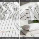 MooMee Striped Duvet Cover Set 100% Washed Cotton Linen Like Textured Breathable Durable Soft Comfy (White Dark Grey Wide Stripes, Queen 90"x90")
