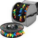 Keten Christmas Light Storage Bag, 600D Oxford Fabric Christmas Light Organizer with Reinforced Handles, 3 Reels Included to Hold 375ft Mini Christmas, Tree Lights & Extension Cords-Grey