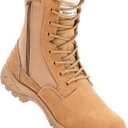 Men's Military Tactical Work Boots with Side Zipper, Puncture Resistant, Desert Combat, Army Jungle, 8 Inch Lightweight Hiking Boots (10.5, Coyote)