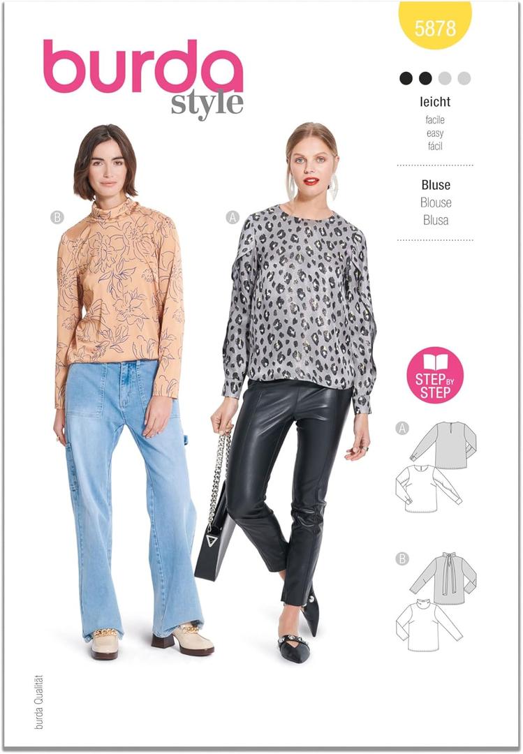 Burda Style X05878BURDA Misses' Pull-on Blouse Sewing Pattern Packet, Design Code B5878, Sizes 8-18 (34-44)
