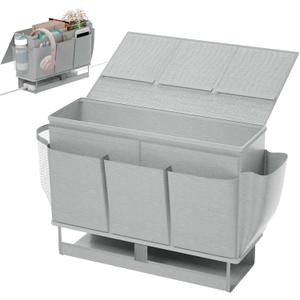 Bedside Caddy, Bed Organizer with 11 Pockets and Power Strip Holder, Versatile Bedside Storage Caddy for Home, Dorm, Bunk, Hospital, Crib Bed (Grey)