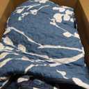 Queen Quilt Bedding Set, 3 Pieces Navy Floral Bedspread | Reversible Lightweight Flower Quilted Coverlet (96x90 Inch) with 2 Pillowcases for All Seasons