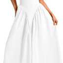 ChiaoLezhee Deep V Neck Dress, Halter Maxi Dresses, Vacation Date Night, Sexy for Women Corset Flowy Wedding Guest Drop Waist Medium