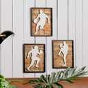 NIKKY HOME Basketball Decor Framed Wall Art Wooden Basketball Player Poster Hanging Vintage Rustic Retro Funny Sport Room Decor Accessories Unique Birthday Gifts for Teen Boys Fan Men Kids, 12" x 16"