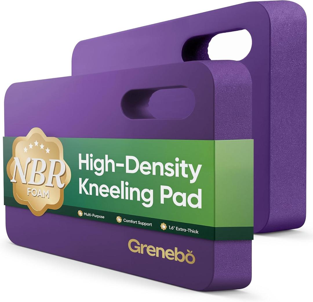 Grenebo High-Density NBR Foam Garden Kneeling Pad, 1.6" Extra Thick Gardening Pad for Kneeling, Ultra Soft Kneeling Pad for Gardening, Work, Exercise, Yoga, 17.3111.6 in (1, Purple)