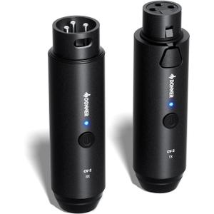 Donner Wireless XLR Microphone Transmitter Receiver, 2.4GHz Plug-on Wireless Mic Adapter with 24-bit/192kHz High-Resolution for Dynamic Microphones, Audio Mixer, PA System, Camera (CV-2)