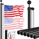 VEVOR 30 Feet Sectional Flagpole Kit, Heavy Duty Aluminum Alloy Flag Poles for Outside House in Ground, 3 Display Modes with 3x5 American Flag, Professional Accessories, Black