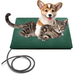 PETNF Outdoor Pet Heating Pad for Cats & Dogs, 100.4-107.6F Auto Temp Control, Waterproof Fireproof, for Cat House/Dog Kennel/Terrace, Fits Domestic & Stray Pets (Green 15.7"X19.7")