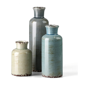 CwlwGO- Ceramic Vase Set of 3, Small Flower Vases for Home Decoration, Modern Farmhouse Decor, Living Room Kitchen Table Centerpieces, Shelf, Mantel, Fireplace and Entrance Decorations-Multicolor