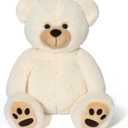 LotFancy Teddy Bear Stuffed Animals, 20 inch Soft Cuddly Cute Plushies, Plush Toys with Footprint Design, Stuffed Animals for Girls Kids Baby Toddlers, Baby Shower Easter Birthday Gift Decor, Beige
