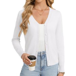 GRACE KARIN Womens Lightweight Cardigan Sweaters Trendy Button Up V-Neck Knit Cardigans Shrug Spring Fashion Clothes, Size Medium