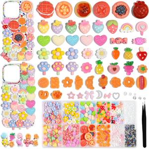 4175 Pcs Junk Case Charms Kit - Cute Charms for Junk Phone Cases with Storage Box and Tweezers, Flatback Resin Slime Charm for Nail Art DIY Crafts Jewelry Personalized Decor