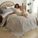 EVENHUG Oversized King Bedspreads California King Quilt Set with Pillow Shams Extra Wide Large King Size Quilts Lightweight Coverlet Bedding Sets Taupe 120"x120"