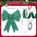 Daifunli 16 Pcs Velvet Christmas DIY Cabinet Ribbons Bows Large Christmas Door Kitchen Ribbon Cabinet Bows with 27 Meter Velvet Ribbons for DIY Xmas Holidays Kitchen Party Decorations(Green)