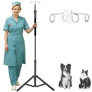 IV Poles,45to 83In IV Stand Floor with 4 IV Bag Holder Stand Portable Telescopic Stabilizing Tripod Stainless Steels Pipe Extension Pole IV Influsion Pole Lightweight Strudy (45-83in)
