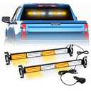 LRTER 2 in 1 Emergency Strobe Traffic Advisor Light Bar Amber White Warning Hazard Safety Interior Windshield Dash Lights Emergency Lights for Trucks Construction 2x17.7, Amber/White
